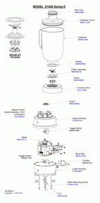 Diagram Diagram and Parts List for 91200-E  Hamilton Beach Blender